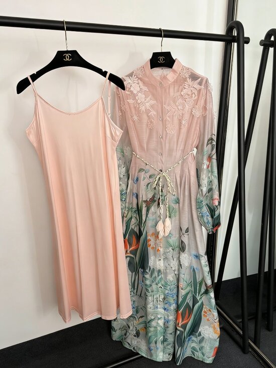 Zimmermann Dresses & Skirts - Agua by Agua Bendita Pink Tropical Floral Embroidered Maxi Dress with Slip Linin